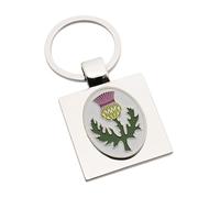 Personalised Engraved Keyring with Scottish Thistle Design Presented in a Gift Organza Bag