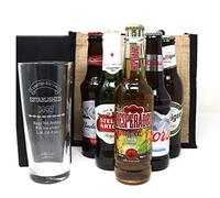 Personalised Engraved Lager Pint Glass & 6 Bottles of Beer Gift Set In Gift Bag - Established Birthday Design Gift For Son 21st Birthday. Gift For Dad 40th Birthday
