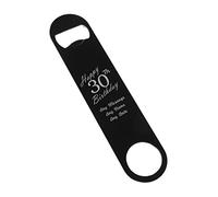 Personalised Engraved Large Black Stainless Steel Bar Blade, Durable Bottle Opener, Happy 30th Birthday Design, Birthday Gift, Gift for Him, Birthday, Home Bar Accessory, Engraved in The UK