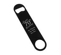 Personalised Engraved Large Black Stainless Steel Bar Blade, Durable Bottle Opener, Happy 70th Birthday Design, Birthday Gift, Gift for Him, Birthday, Home Bar Accessory, Engraved in The UK