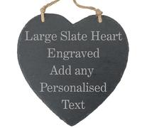 Personalised Engraved Large Natural Slate Heart Decoration, 24.5 cm, with hanging rope