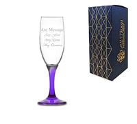 Personalised Engraved LAV Misket Glass Champagne Flutes - 190ml - Purple - Gift Boxed, Party Christmas Wedding Gift