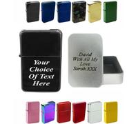 Personalised Engraved Lighter for Birthday, Fathers Day, Anniversary, Choice of Colours - With Customised Tin (Black Ice)