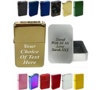 Personalised Engraved Lighter for Birthday, Fathers Day, Anniversary, Choice of Colours - With Customised Tin (Gold)