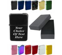 Personalised Engraved Lighter for Birthday, Fathers Day, Anniversary, Choice of Colours - With Luxury Gift Box Packaging (Black Ice)