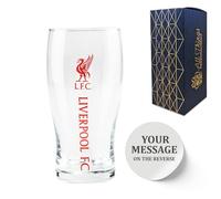 Personalised Engraved Liverpool Pint Glass, Made with Official Liverpool F.C. Tulip Pint Glass, Gift Boxed, 570ml or 20oz Capacity, Football Beer Glass
