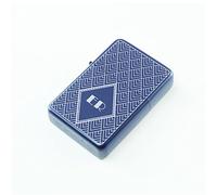 Personalised Engraved Matt Blue Colour Painted Lighter, with Art Deco Pattern, Add Your Recipients Initials. Comes with a Soft Lined Metal Tin Gift Box for Presentation.