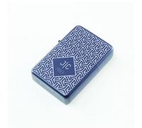 Personalised Engraved Matt Blue Colour Painted Lighter, with Box Illusion Pattern, Add Any Initials and Birth Year. Comes with a Soft Lined Metal Tin Gift Box for Presentation.