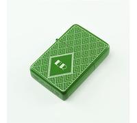 Personalised Engraved Matt Green Colour Painted Lighter, with Art Deco Pattern, Add Your Recipients Initials. Comes with a Soft Lined Metal Tin Gift Box for Presentation.