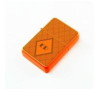 Personalised Engraved Matt Orange Colour Painted Lighter, with Art Deco Pattern, Add Your Recipients Initials. Comes with a Soft Lined Metal Tin Gift Box for Presentation.