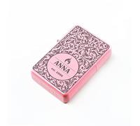 Personalised Engraved Matt Pink Colour Painted Lighter, with Fern Leaves Pattern, Add any Name and Birth Year. Comes with a Soft Lined Metal Tin Gift Box for Presentation.