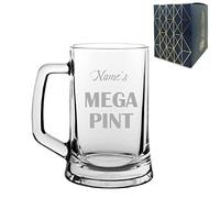 Personalised Engraved Mega Pint Beer Mug Glass, 23oz, Tankard Stein, Novelty Tankard, Novelty Birthday Gift, Funny Present for Him, Engraved in The UK Bold Design