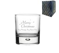 Personalised Engraved Merry Christmas Bubble Whisky, 11.5oz/340ml Tumbler, Thoughtful Customised Gift, Laser Engraved in The UK, Dishwasher Safe Clear Glass, Dishwasher Safe