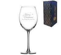 Personalised Engraved Merry Christmas Enoteca Red Wine Glass, 19oz/560ml Wine, Thoughtful Customised Gift, Laser Engraved in The UK, Dishwasher Safe Clear Glass, Dishwasher Safe
