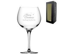 Personalised Engraved Merry Christmas Gin Balloon, 24oz/710ml Gin, Thoughtful Customised Gift, Laser Engraved in The UK, Dishwasher Safe Clear Glass, Dishwasher Safe