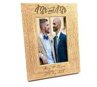 Personalised Engraved Mr and Mr Wooden Photo Frame Wedding Gift (4 x 6 Inch)