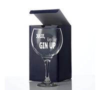 Personalised Engraved Name Keep Your Gin Up Gin Glass Gift for her in Box Balloon Shaped