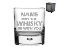 Personalised Engraved "Name May The Drink be with You" Novelty Whisky Tumbler, Gift Boxed, Perfect for Birthdays and Christmas