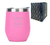 Personalised Engraved Neon Pink Insulated Travel Cup, Personalise with Any Message for Any Occasion, Stylize with a Variety of Fonts, Gift Box Included, Laser Engraved