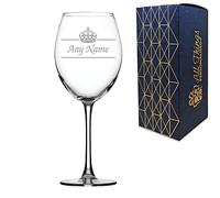 Personalised Engraved Novelty 19oz Enoteca Wine Glass, Name and Crown