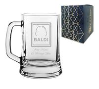 Personalised Engraved Novelty Beer Mug Tankard Stein with Baldi Design, Add a Personalised Message, Gift Box Included, Laser Engraved, Gift for Dad Grandad Colleague Retirement