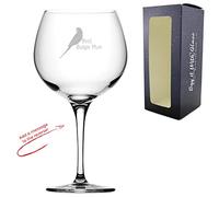 Personalised Engraved Novelty Gin Balloon with Best Budgie Mum Design, Add a Personalised Message to The Reverse, Laser Engraved, Gift Box Included, Gift for Mum, Birthday Gift, Budgie Lover Gift