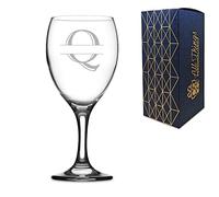 Personalised Engraved Novelty Initial and Name Wine Glass, Letter Q, Personalise with Any Name, Gift Boxed, Perfect for Any Occasion