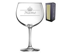 Personalised Engraved Novelty Juniper Gin Balloon with Name with Crown Design, Gift Boxed, Perfect for Any Occasion
