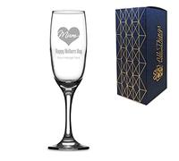 Personalised Engraved Novelty Mothers Day Champagne Flute, Love Heart Design, Personalise with Any Message, Perfect for Any Prosecco Loving Mum