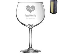 Personalised Engraved Novelty Mothers Day Gin Balloon, Love Heart Design, Personalise with Any Message, Perfect for Any Gin Loving Mum