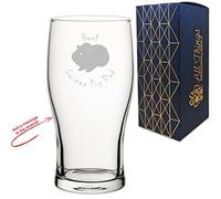 Personalised Engraved Novelty Pint Glass with Best Guinea Pig Dad Design, Add a Personalised Message to The Reverse, Laser Engraved, Gift Box Included, Gift for Dad, Guinea Pig Lover Gift