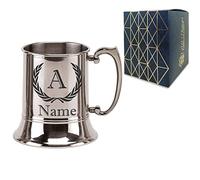 Personalised Engraved Novelty Stainless Steel Tankard, Personalise with Any Name and Initial, Perfect for Birthdays and Christmas