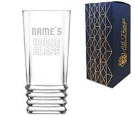 Personalised Engraved Novelty Vodka Elegan Hiball Tumbler Glass with 'Name's Vodka Glass' Design, Customise with Any Name for Any Occasion, Gift Box Included, Laser Engraved