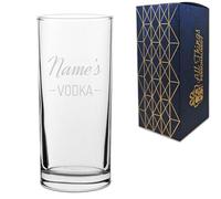 Personalised Engraved Novelty Vodka Hiball Tumbler Glass with 'Name's Vodka' Design, Customise with Any Name for Any Occasion, Gift Box Included, Laser Engraved