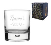 Personalised Engraved Novelty Vodka Short Bubble Tumbler Glass with 'Name's Vodka' Design, Customise with Any Name for Any Occasion, Gift Box Included, Laser Engraved