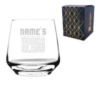 Personalised Engraved Novelty Vodka Short Tallo Tumbler Glass with 'Name's Vodka Glass' Design, Customise with Any Name for Any Occasion, Gift Box Included, Laser Engraved