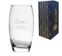 Personalised Engraved Novelty Vodka Tondo Hiball Tumbler Glass with 'Name's Vodka' Design, Customise with Any Name for Any Occasion, Gift Box Included, Laser Engraved