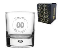 Personalised Engraved Novelty Whiskey Glass with Circular Birthday Design, Gift Boxed, Personalise for Any Birthday, Engraved in The UK, Holds Up to 11.5oz/330ml