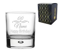 Personalised Engraved Novelty Whiskey Glass with Fancy Birthday Design, Gift Boxed, Personalise for Any Birthday, Engraved in The UK, Holds Up To11.5oz/330ml