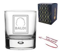 Personalised Engraved Novelty Whisky Glass Tumbler with Baldi Design, Add a Personalised Message to The Reverse, Gift Box Included, Laser Engraved, Gift for Dad Grandad Colleague Retirement
