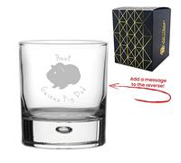 Personalised Engraved Novelty Whisky Tumbler with Best Guinea Pig Dad Design, Add a Personalised Message to The Reverse, Laser Engraved, Gift Box Included, Gift for Dad, Guinea Pig Lover Gift
