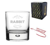 Personalised Engraved Novelty Whisky Tumbler with I Work Hard so My Rabbit can Have a Better Life Design, Add a Personalised Message to The Reverse, Laser Engraved, Gift Box Included