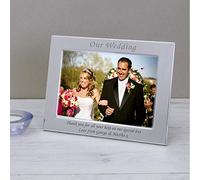 Personalised Engraved Our Wedding Silver Plated Photo Frame Custom Message Bride Groom Gift Couple Mr & Mrs Our Wedding Day Christmas (Landscape)