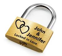 Personalised Engraved Padlock, Heart Padlock for Wedding, Anniversary, Valentine's, Travel, Love Locks with 3 Keys & Gift Box for Lovers(Linked Hearts)