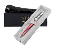 Personalised Engraved Parker Jotter Red Ballpoint Pen Gift Boxed in a Leather Pouch, Custom Gifts, Personalised Gifts for Christmas - Enter Your Custom Text