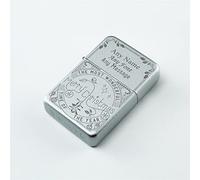 Personalised Engraved Pearl Silver Painted Lighter, with Vintage Christmas Design, Add Any Message in a Choice of Fonts. Comes with a Soft Lined Metal Tin Gift Box for Presentation.
