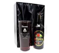 Personalised Engraved Pint Glass & Cider Gift Set - Darth Vader Star Wars Design (Kopparberg Strawberry & Lime Cider, Silk Lined Gift Box)