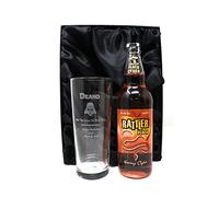 Personalised Engraved Pint Glass & Cider Gift Set - Darth Vader Star Wars Design (Rattler Peach Cornish Cider, Silk Lined Gift Box)