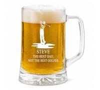 Personalised Engraved Pint Large Glass Beer Tankard Sports Award Golf Theme