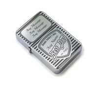 Personalised Engraved Polished Steel Fathers Day Lighter with Best Dad Shield Design, Add Any Message and Name, Comes with Soft Lined Metal Tin Gift Box for Presentation.